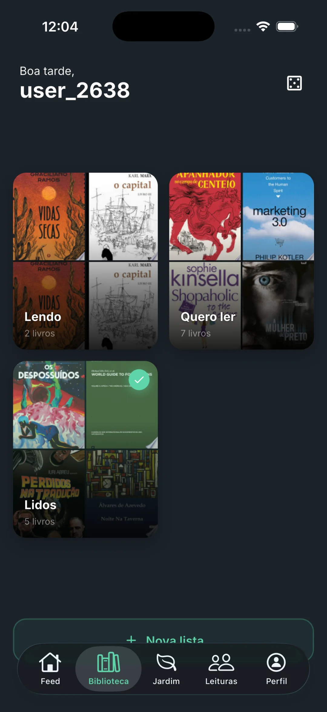 Biblioteca pessoal do Livrify com as listas quero ler, lendo e lidos