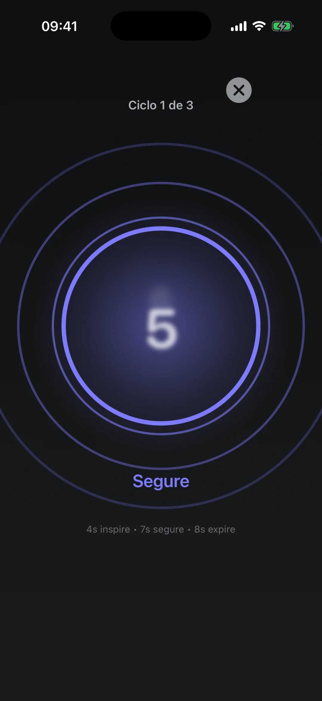 Exercício de respiração 4-7-8 do Reset em ciclo ativo